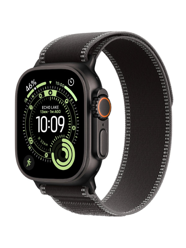 Apple Watch Ultra 3 49mm 2025 Black Titanium Case with Black/Charcoal Trail Loop